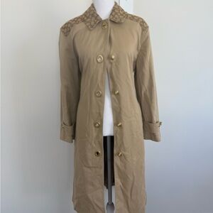 Coach Tan Women's Coat with Patterned Collar